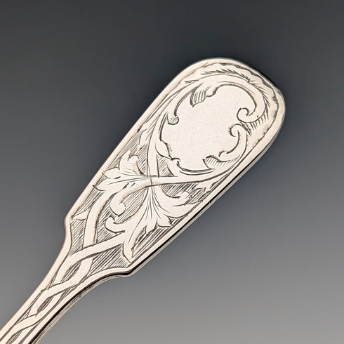 1873 British antique sterling silver tea caddy spoon 20.7g Josiah Williams